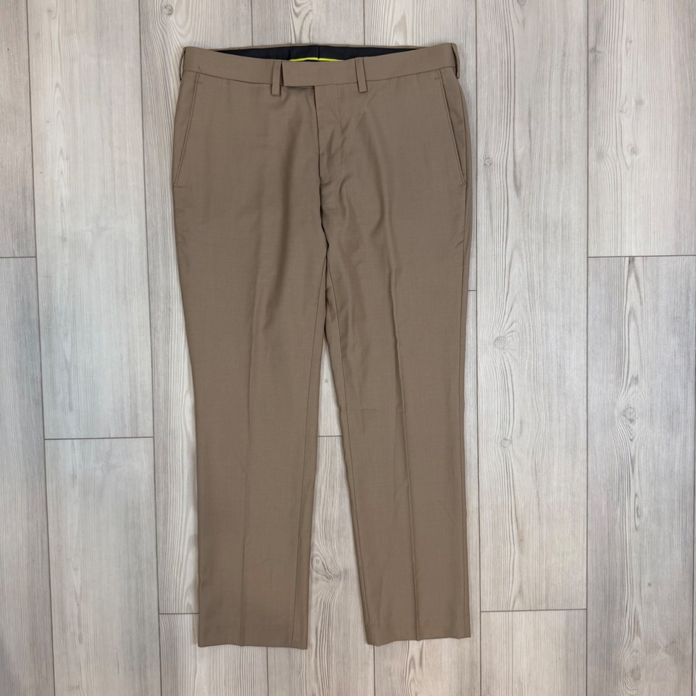 Louis Raphael Luxe Mens Slim Fit Wool Blend Dress Pants Tan Brown 36x30